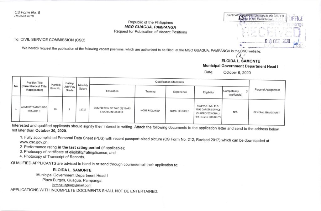 Administrative Aide III (Clerk I)